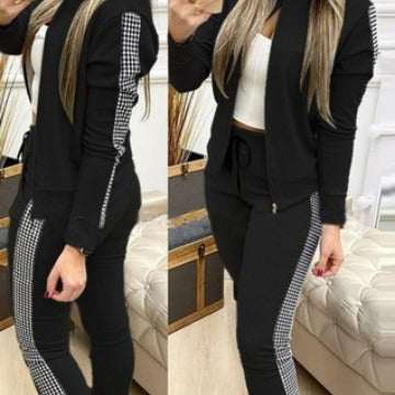 Dame Sporty fritidsdragt sæt med sidelæns ternmønster dekoration Stilla