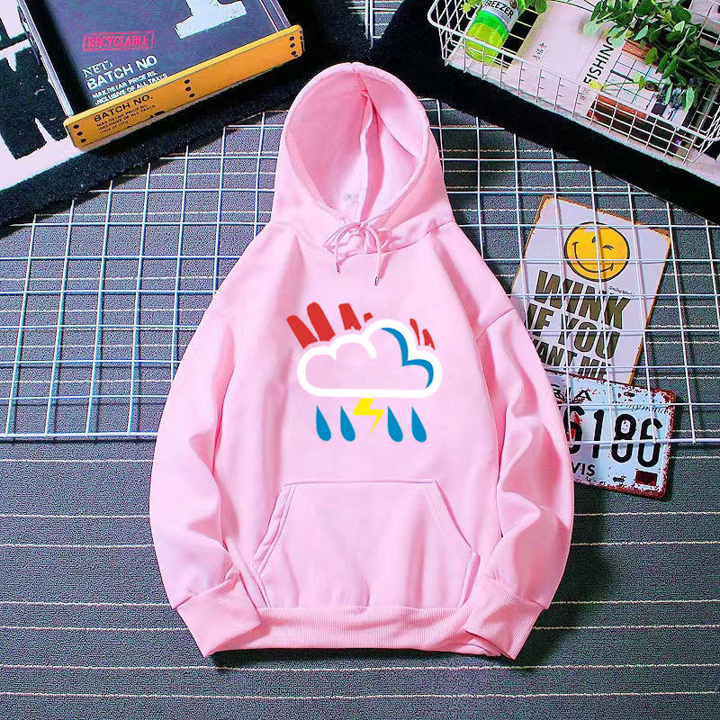 Damehoodie med muntert vejrmotiv Skovae