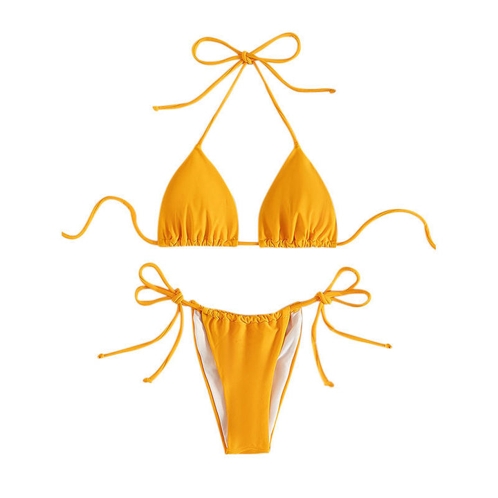 Dame triangel-bikini med justerbare stropper og rynker Skovae