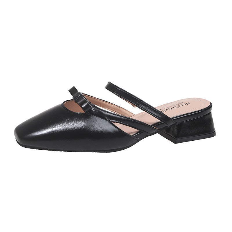 Dame elegante Slingback blokhæl Mules med dekorativ sløjfe Stilla