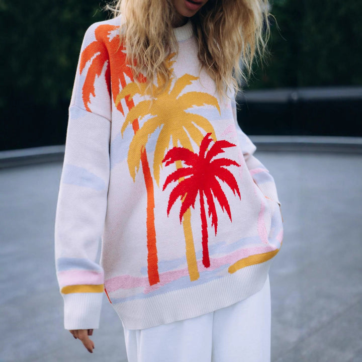 Kvinders Urban Sweatshirt med iøjnefaldende palme design Stilla