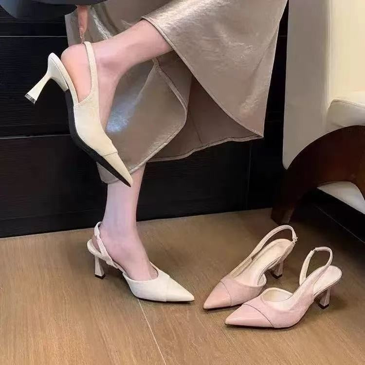 Dame elegante spidse Slingback-pumps med blokhæl Stilla
