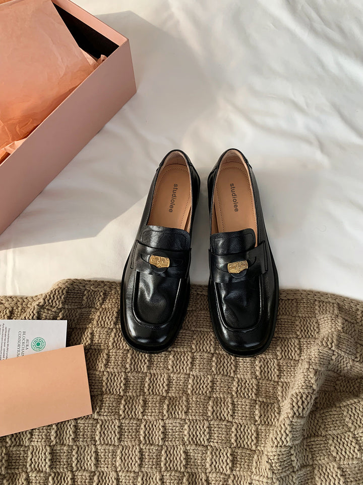 Dame Elegant Læder Slipper med dekorativ Spænde Stilla