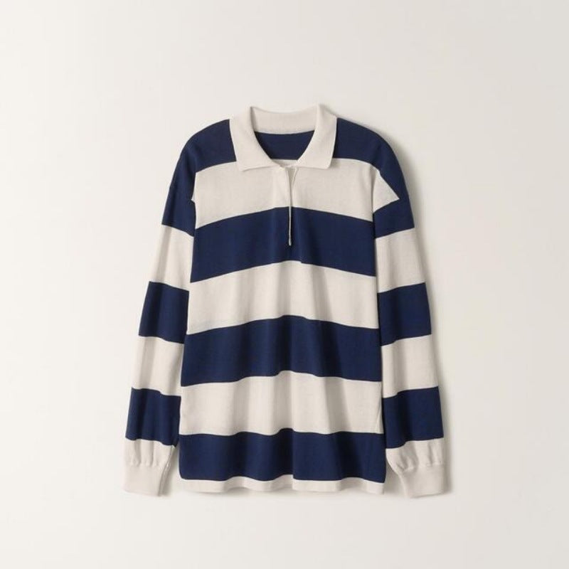 Dame Casual Polo Shirt med Stribet Design og Lange Ærmer Stilla