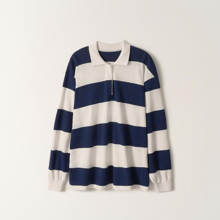 Dame Casual Polo Shirt med Stribet Design og Lange Ærmer Stilla
