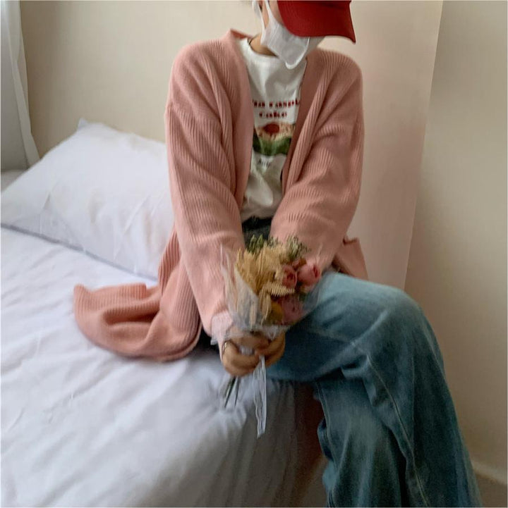 Femme Oversized Strik-Cardigan med lommer Stilla