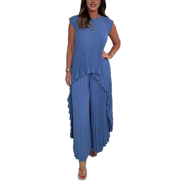 Dame Plisseret Jumpsuit med flydende snit og asymmetrisk design Stilla