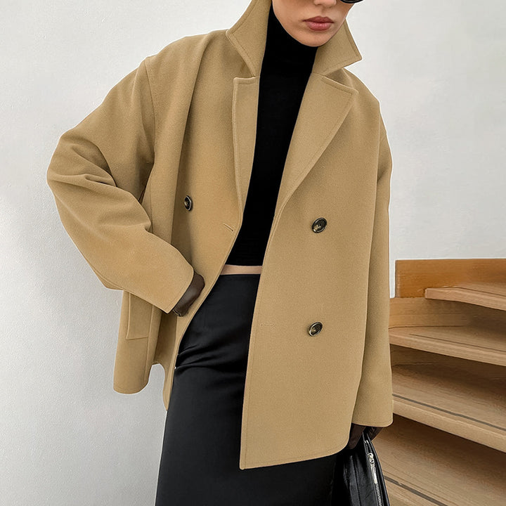 Dame Dobbelt-frontet Oversized Jakke med elegant Snit Stilla