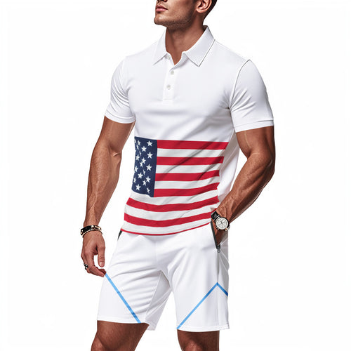 Herre Polo-T-shirt og Shorts Sæt Stilla