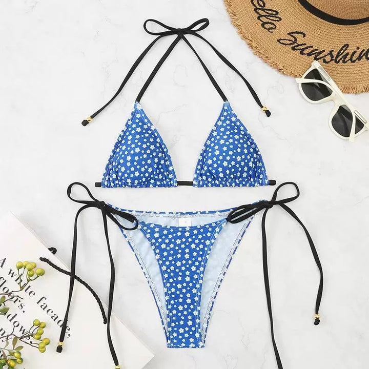Dame blomster mønster trekant bikini sæt Stilla 1750838622