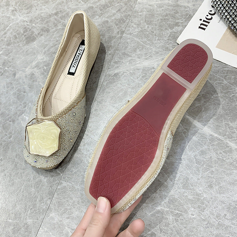 Dame Elegante Ballerina-Flats med strass dekoration og dekorativ ædelstens accent Stilla
