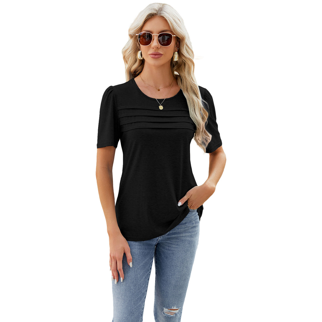 Dame Stilet T-Shirt med Rynker Stilla
