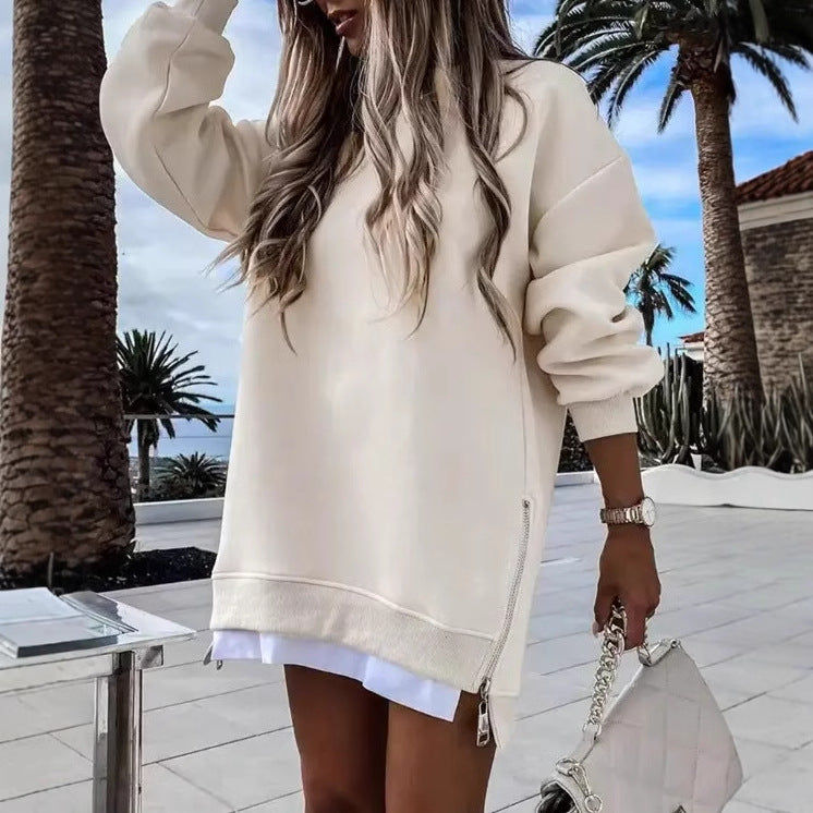 Dame casual sweatshirt med side lynlås og oversized pasform Stilla