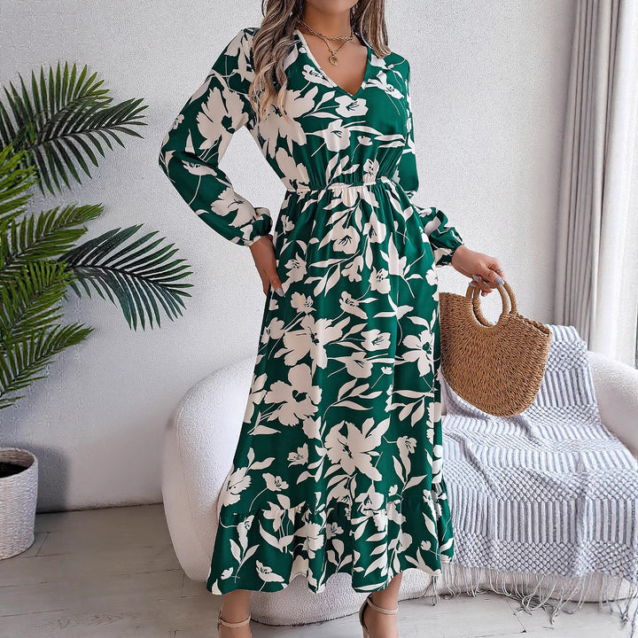 Damer Elegant Maxikjole med blomsterdesign og elastisk talje Stilla