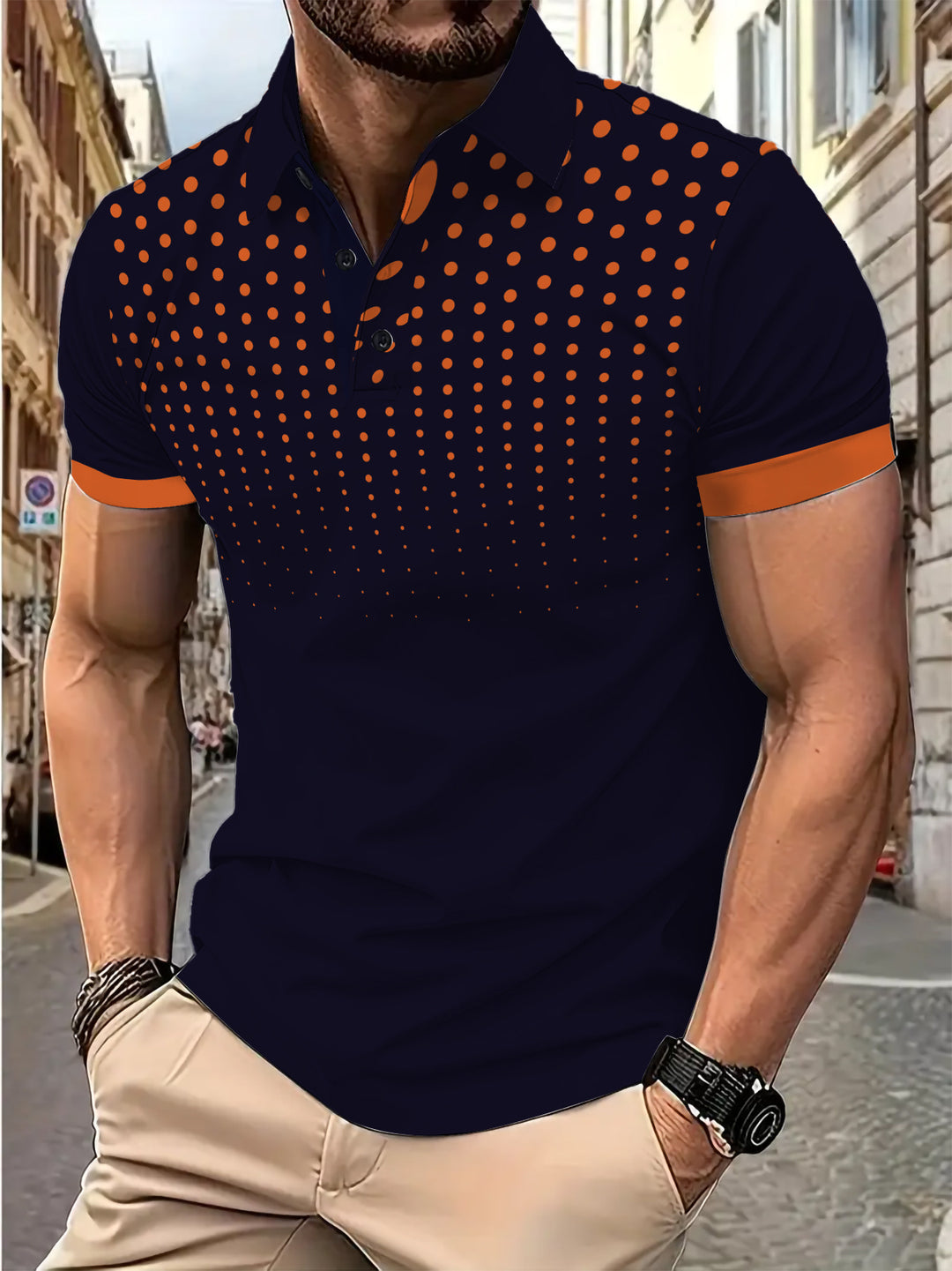 Herre Poloshirt med moderne prikkemønster og åndbare egenskaber Stilla