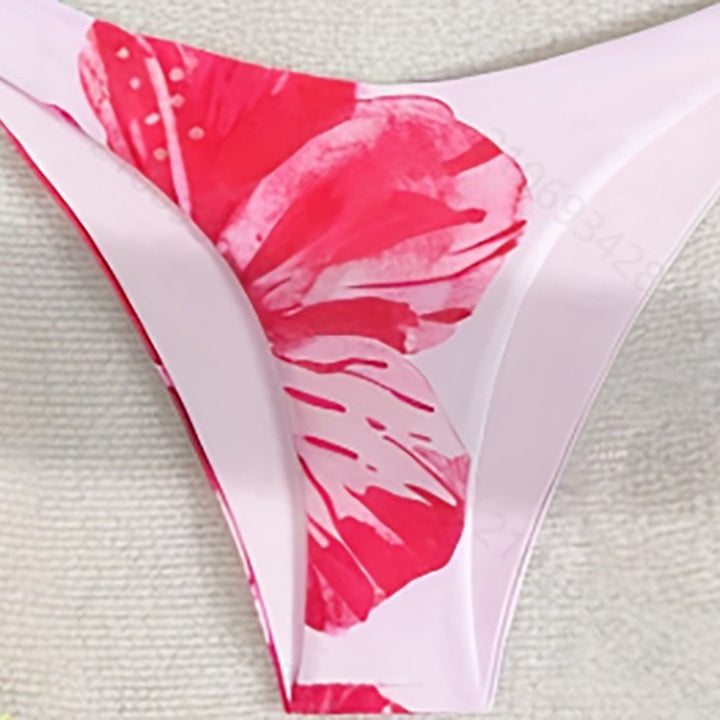 Dame Triangel-Bikini-Sæt med blomsterdesign og justerbare stropper Skovae