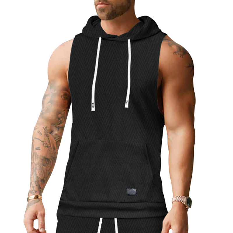 Herre ærmeløs hoodie sweatshirt med moderne rombmønster Stilla