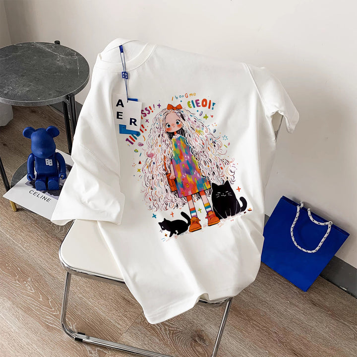 Dame T-shirt med farverigt grafikdesign og unikke illustrationer Stilla