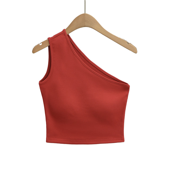 Dame Asymmetrisk Crop-Top i blødt strækmateriale med elegant design Stilla