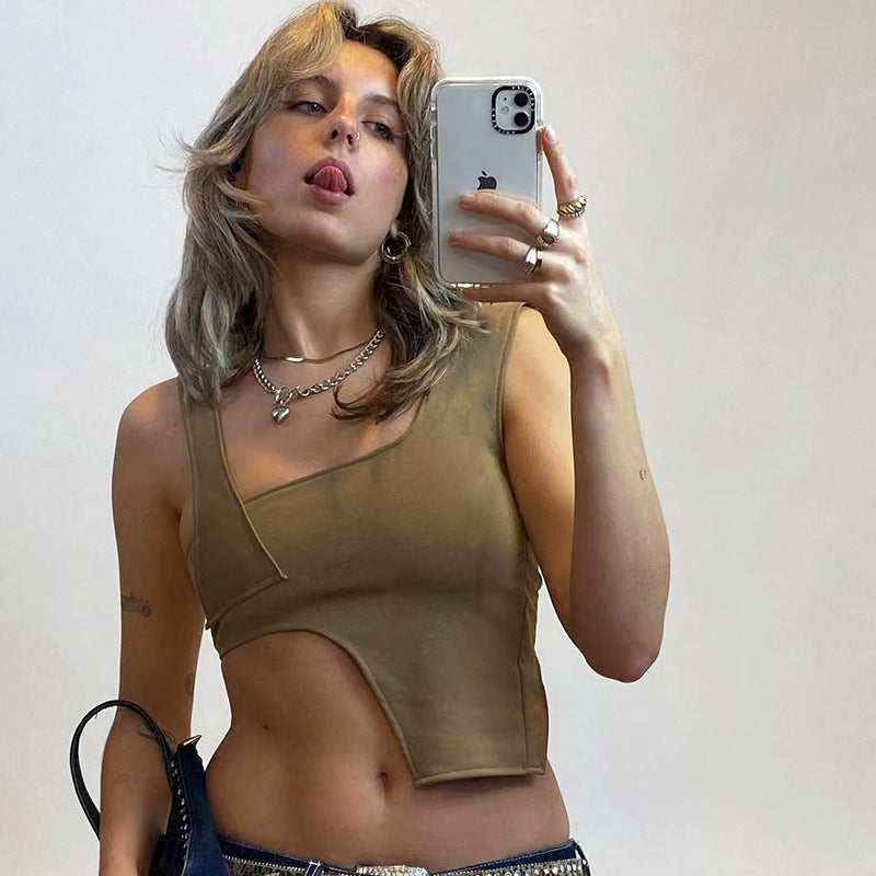 Dame Urban asymmetrisk Crop-Top Stilla