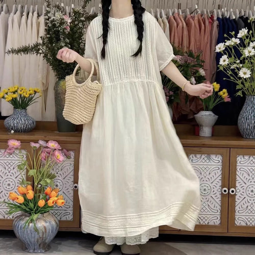 Femme Let Broderi A-linje Kjole Stilla