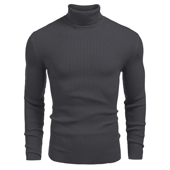 Herrer finstrikket pullover med høj krave og ribstruktur Stilla