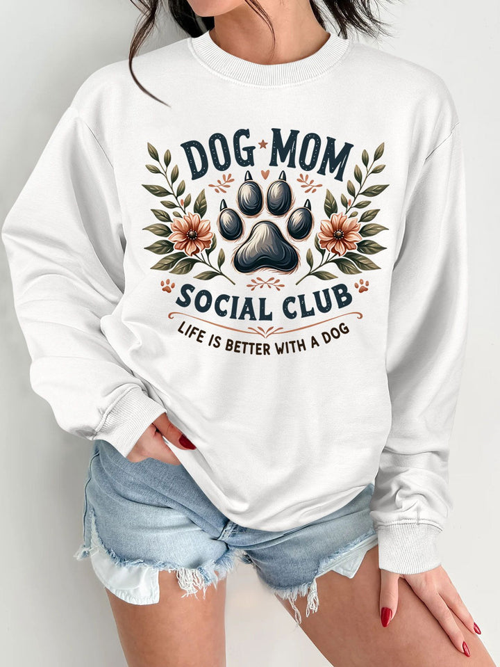 Kvindernes sweatshirt med trendy hundemotiv og forbedret print Stilla