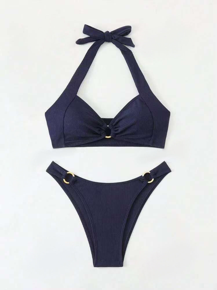 Dame Halter Tie-Front Bikini Sæt Stilla