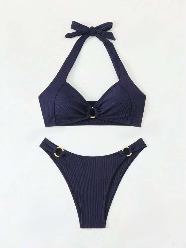 Dame Halter Tie-Front Bikini Sæt Stilla