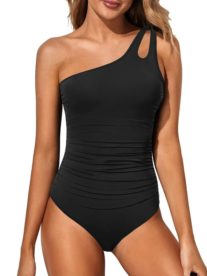 Dame asymmetrisk One-Shoulder Rynket Badedragt Stilla