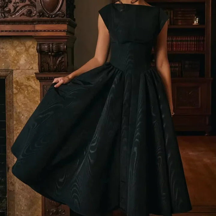 Dame Elegant Midi Kjole med Flydende Nederdel Stilla