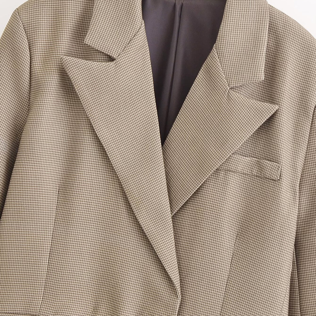 Femme skræddersyet houndstooth mønster blazer Stilla