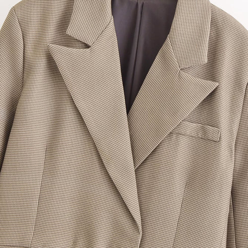 Femme skræddersyet houndstooth mønster blazer Stilla