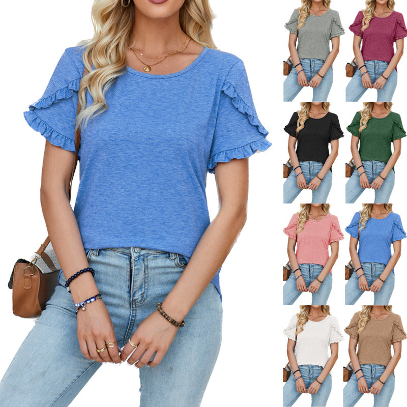 Damer casual T-shirt med ruffles detaljer Stilla