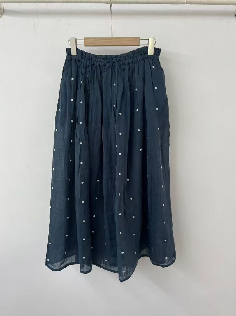 Femme Polka Dot Maxi Skirt med elastisk talje Stilla