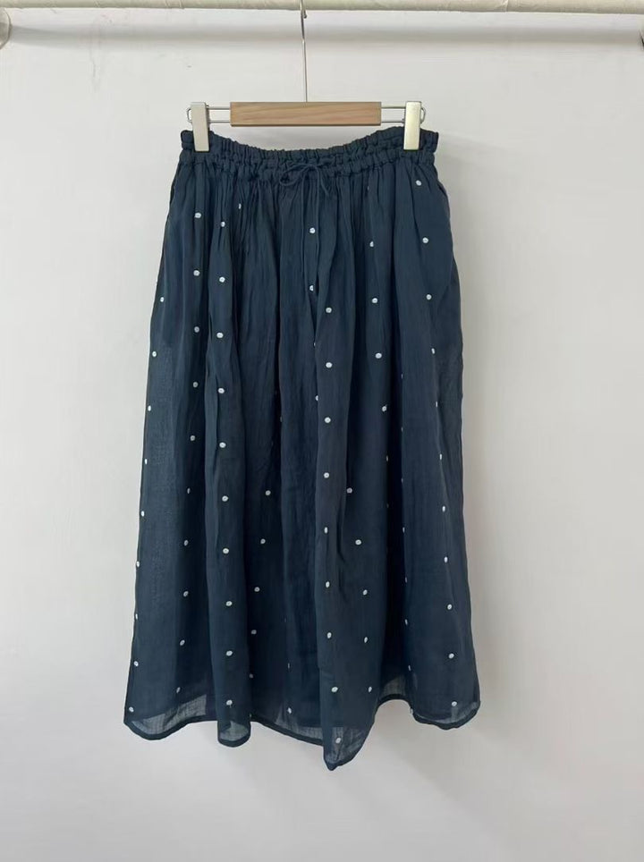 Femme Polka Dot Maxi Skirt med elastisk talje Stilla