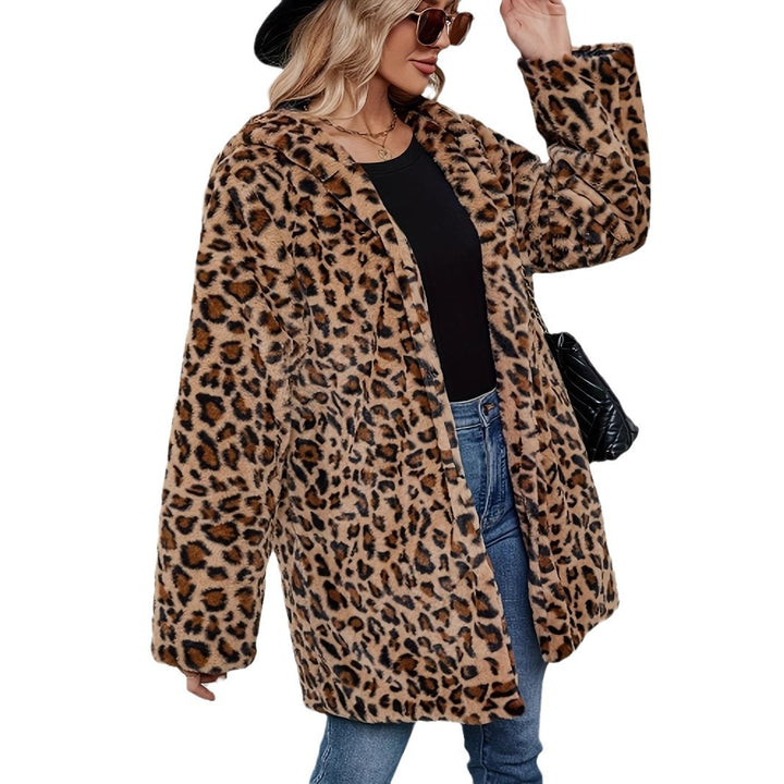 Dame Krammelige Plysjakke i trendy Leopardsmønster Stilla