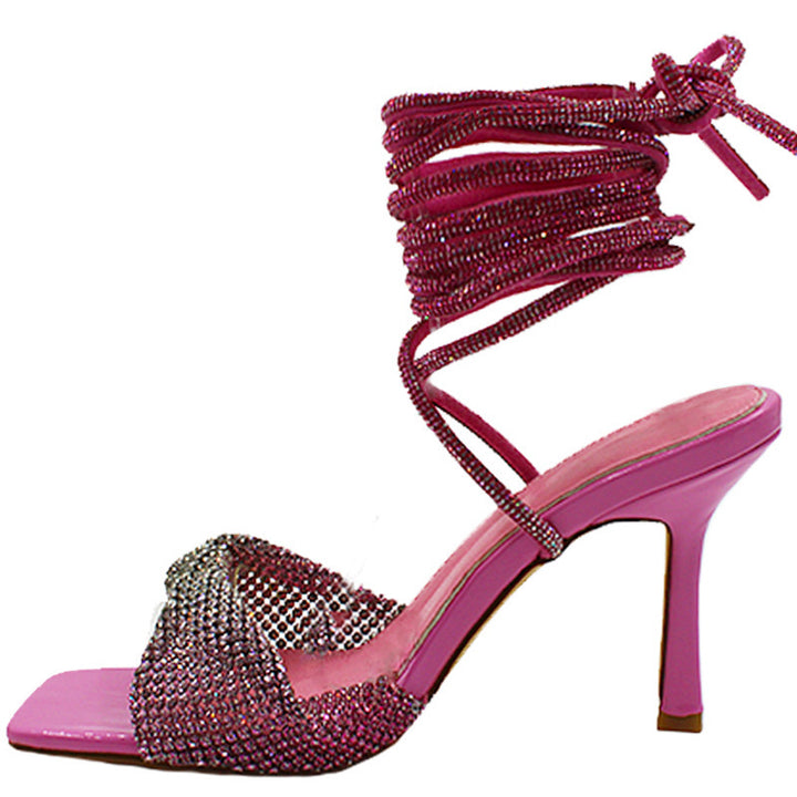 Femme Glamorous Pailletter Høje Hæl Sandaler Stilla