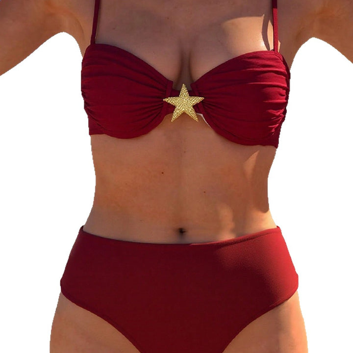 Dame Bikini-sæt med elegant push-up-top og høj talje bund Skovae