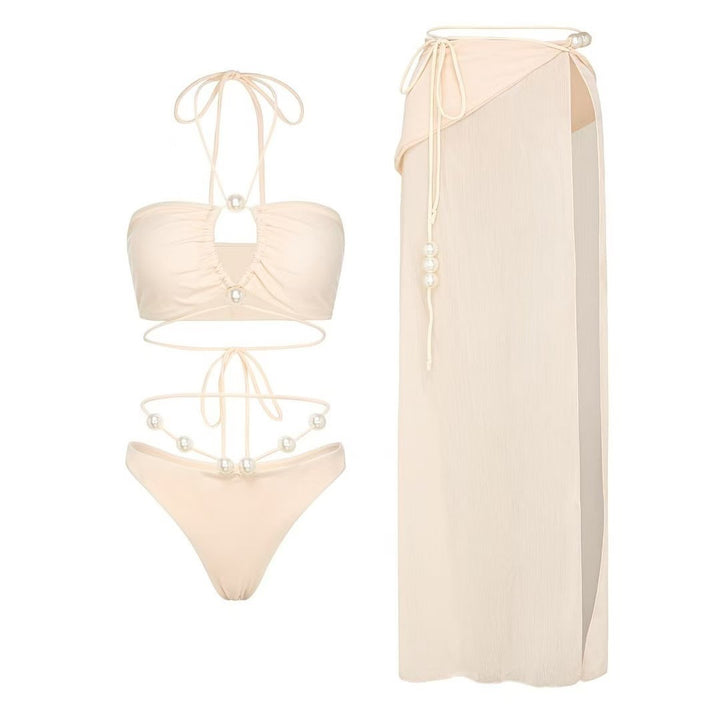 Dame bikinisæt med raffineret cut-out design og moderne pareo Stilla