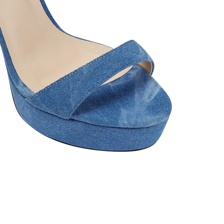 Femme High-Platform Denim Sandaler med justerbare ankelremme Stilla