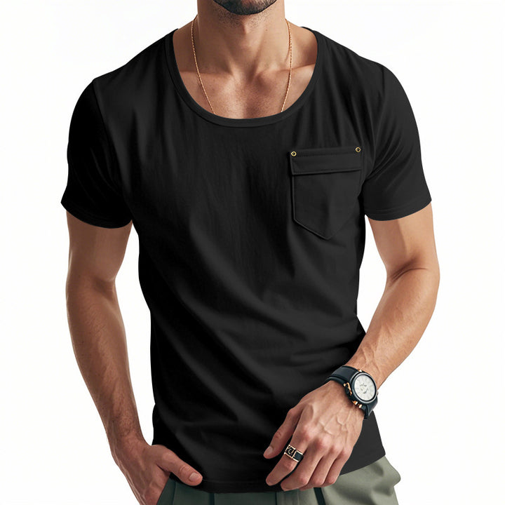 Herrer modernt funktionelt T-shirt med praktisk brystlomme-design Stilla