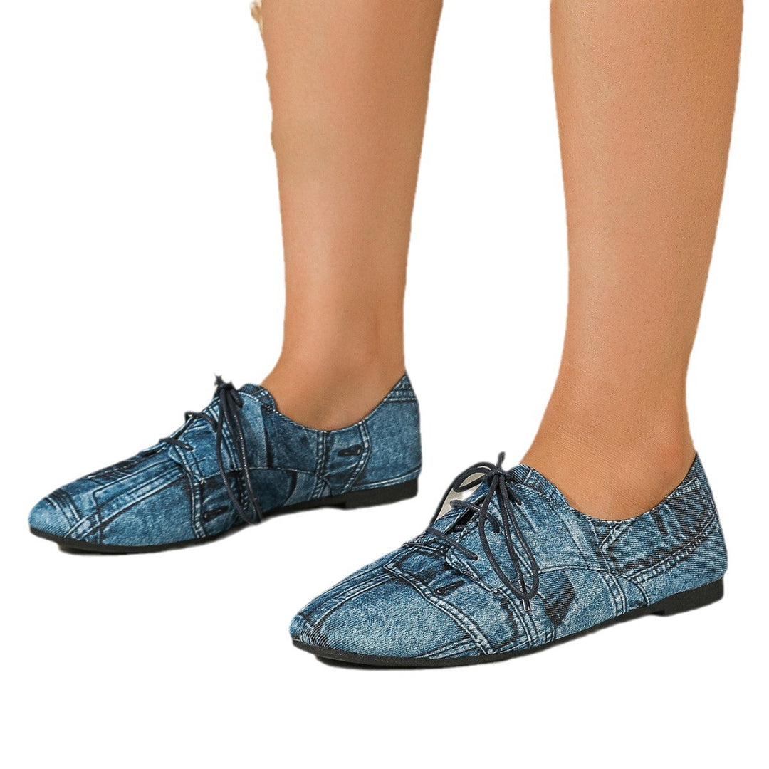 Dame elegante snøresko i denim-look Stilla