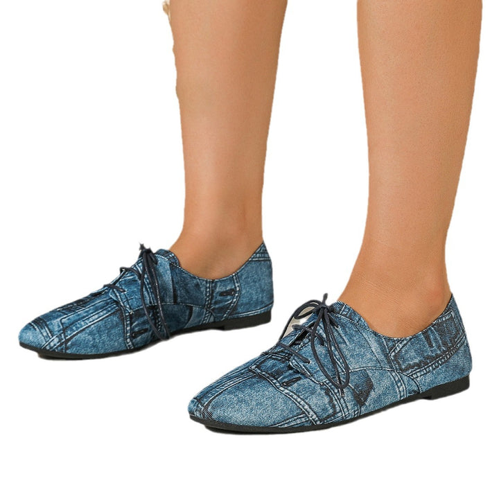 Dame elegante snøresko i denim-look Stilla