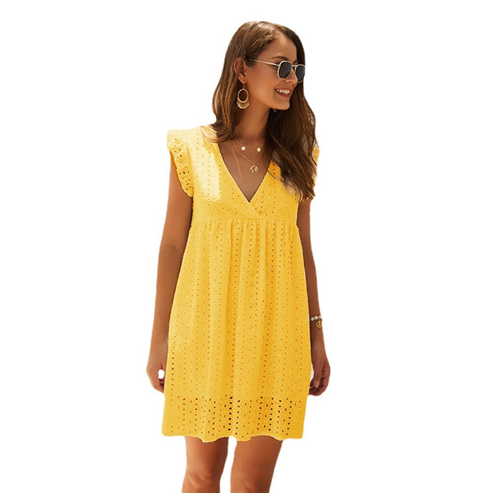 Dame sommerkjole med broderier Stilla
