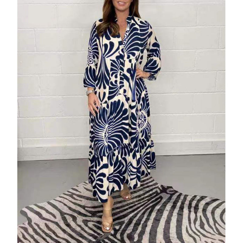 Stilla | Chic Loose Fashion V-Hals Chiffon Plisseret Kjole