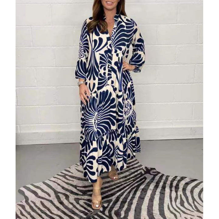 Stilla | Chic Loose Fashion V-Hals Chiffon Plisseret Kjole