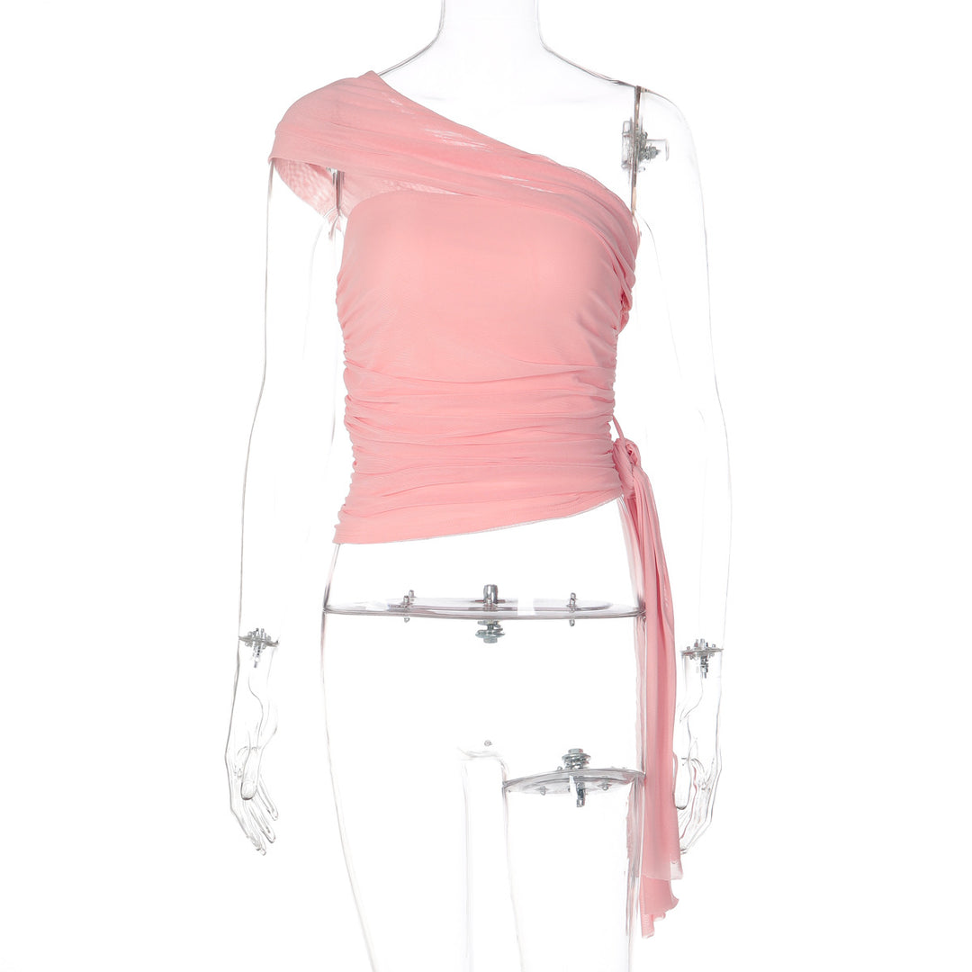 Dame Elegant Asymmetrisk Top med Wickel-design Skovae