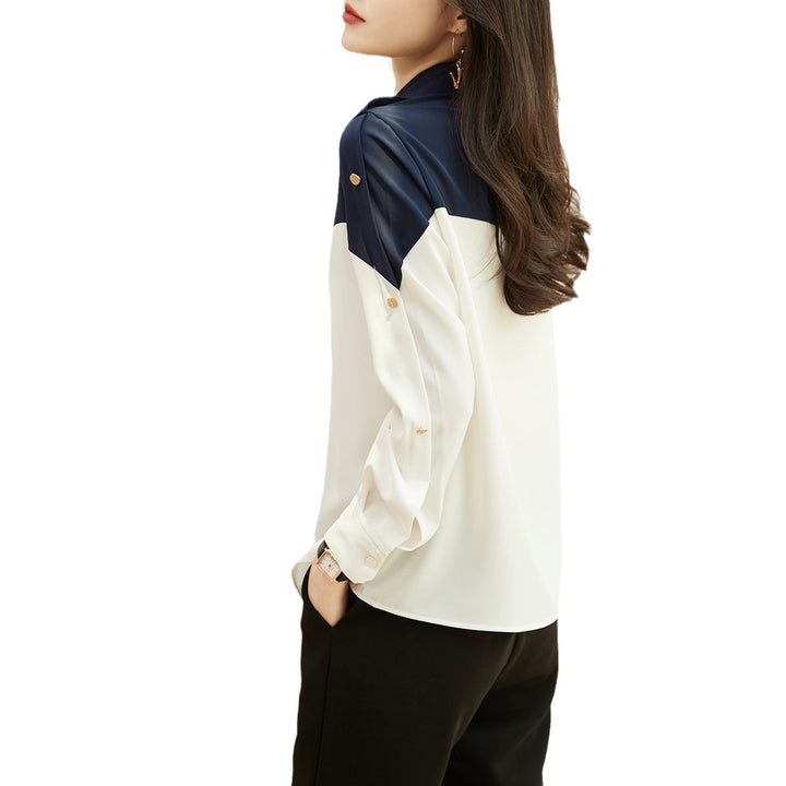 Kvindernes elegante bluse skjorte med farveblok design Stilla