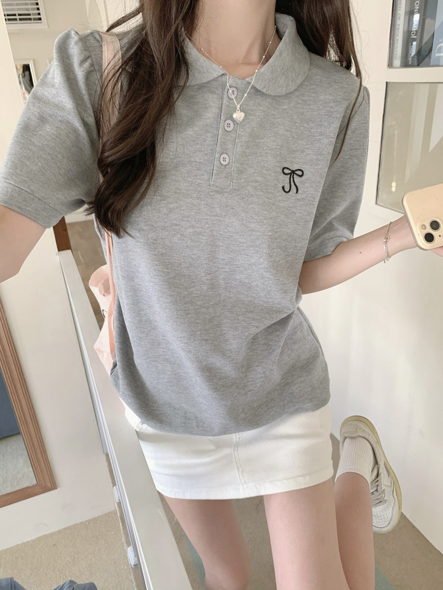 Dame Casual Polo-shirt med broderet detalje Stilla